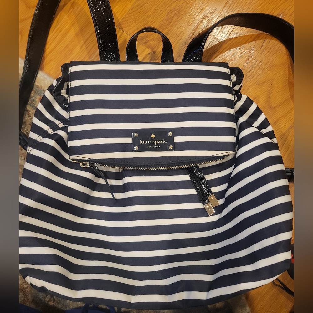 Kate Spade Striped Backpack Purse.